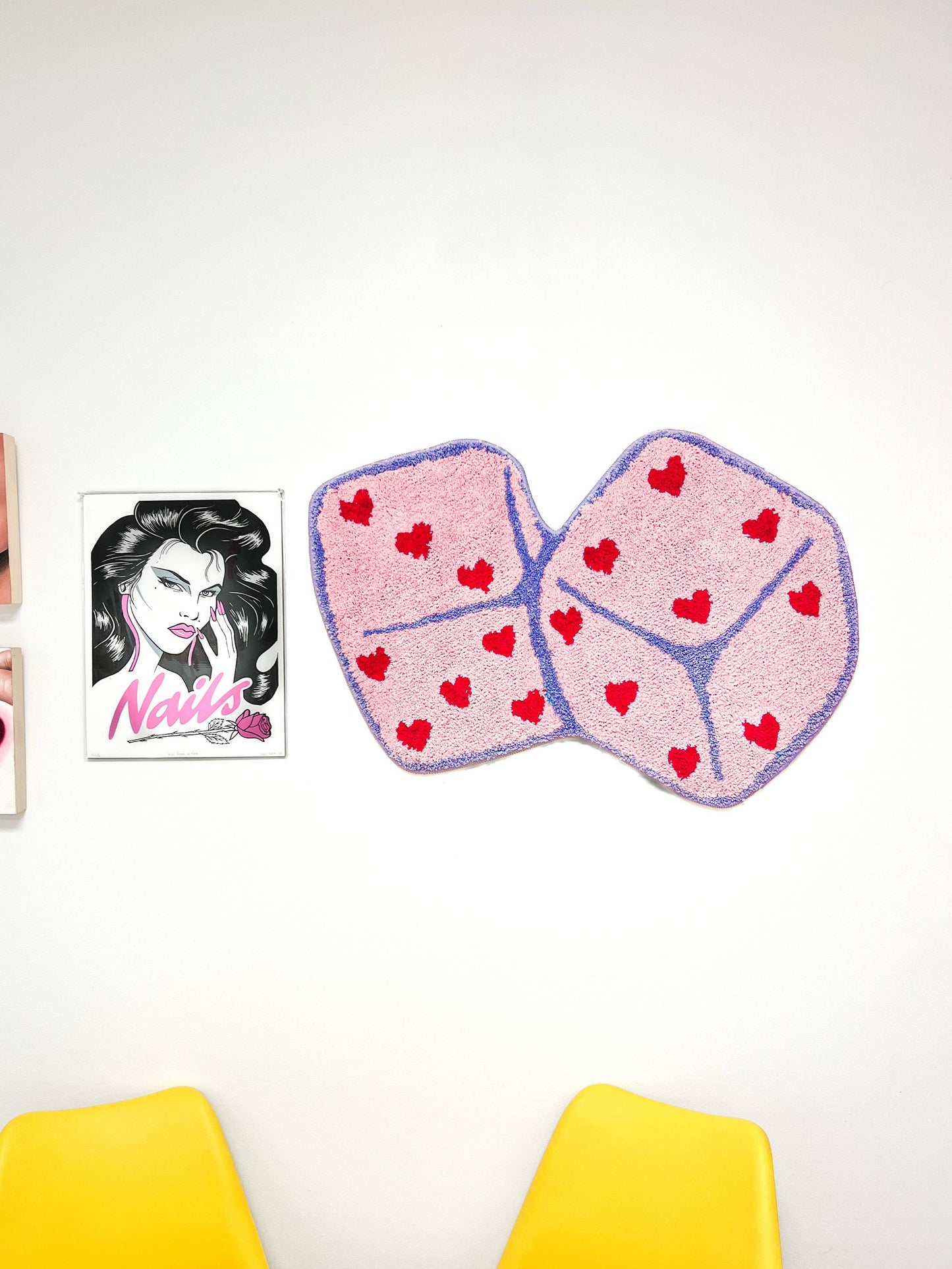 Pink Dice with Hearts Rug
