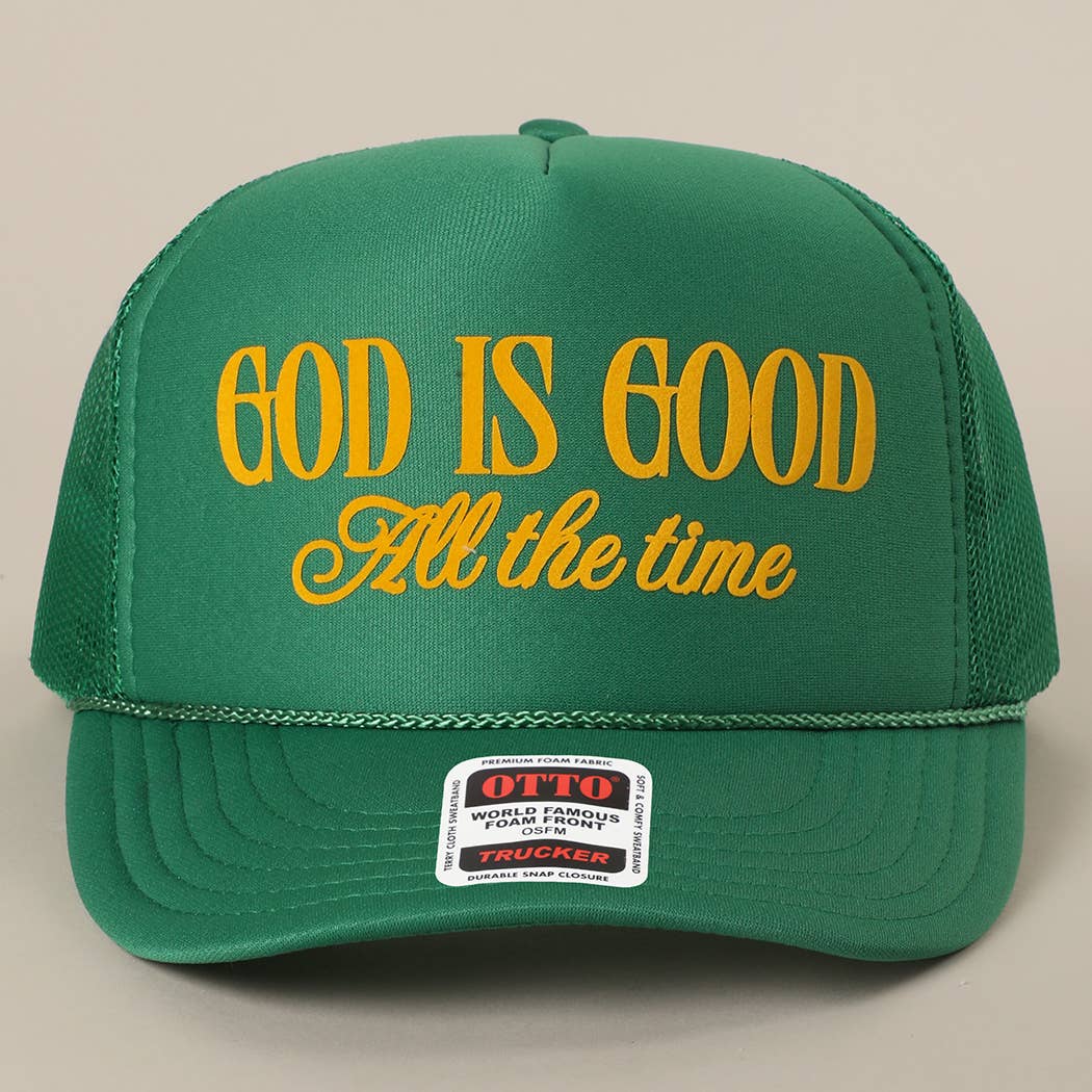 GOD IS GOOD Text Mesh Back Foam Trucker Hat