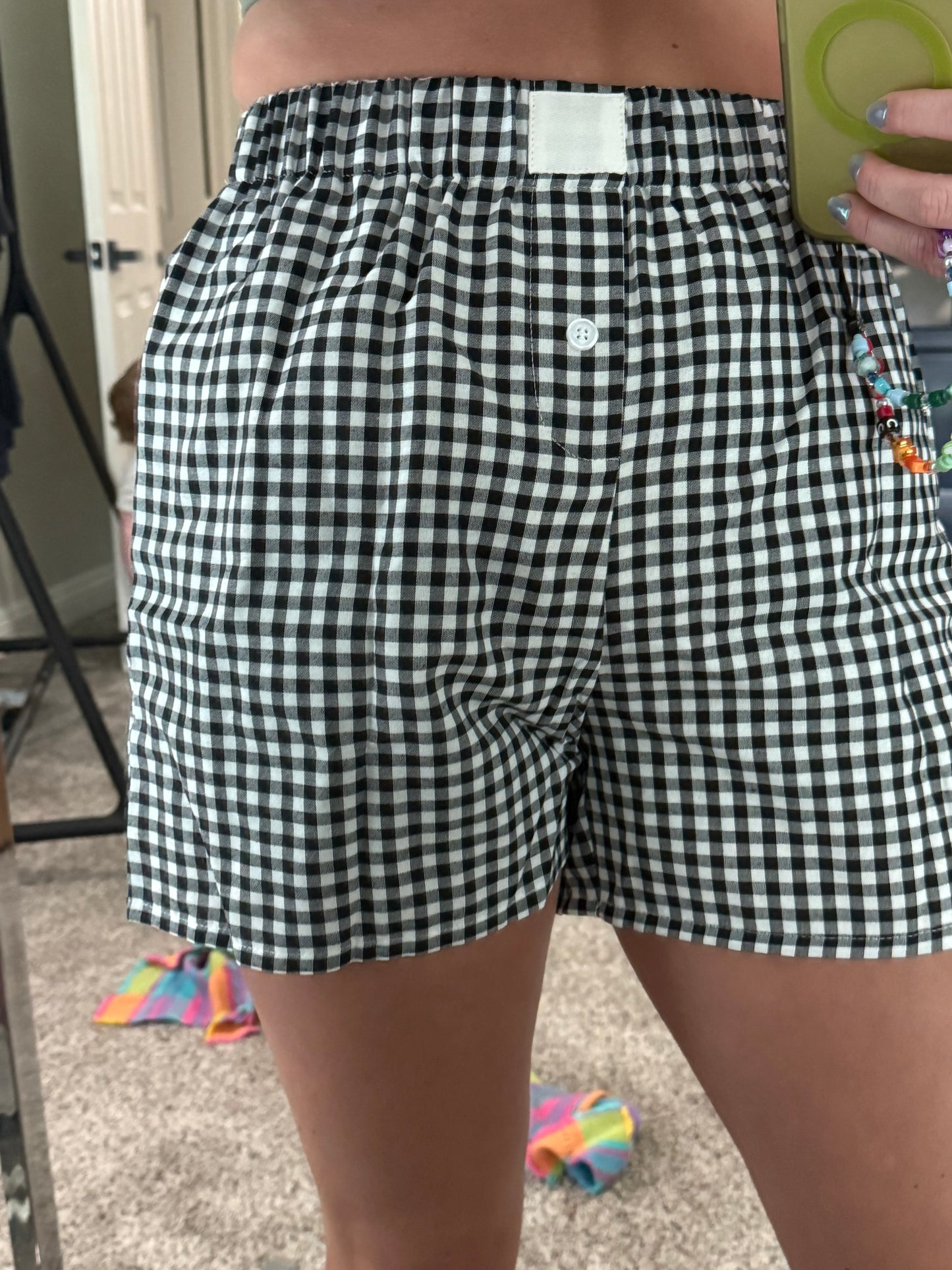 Gingham High Waist Shorts
