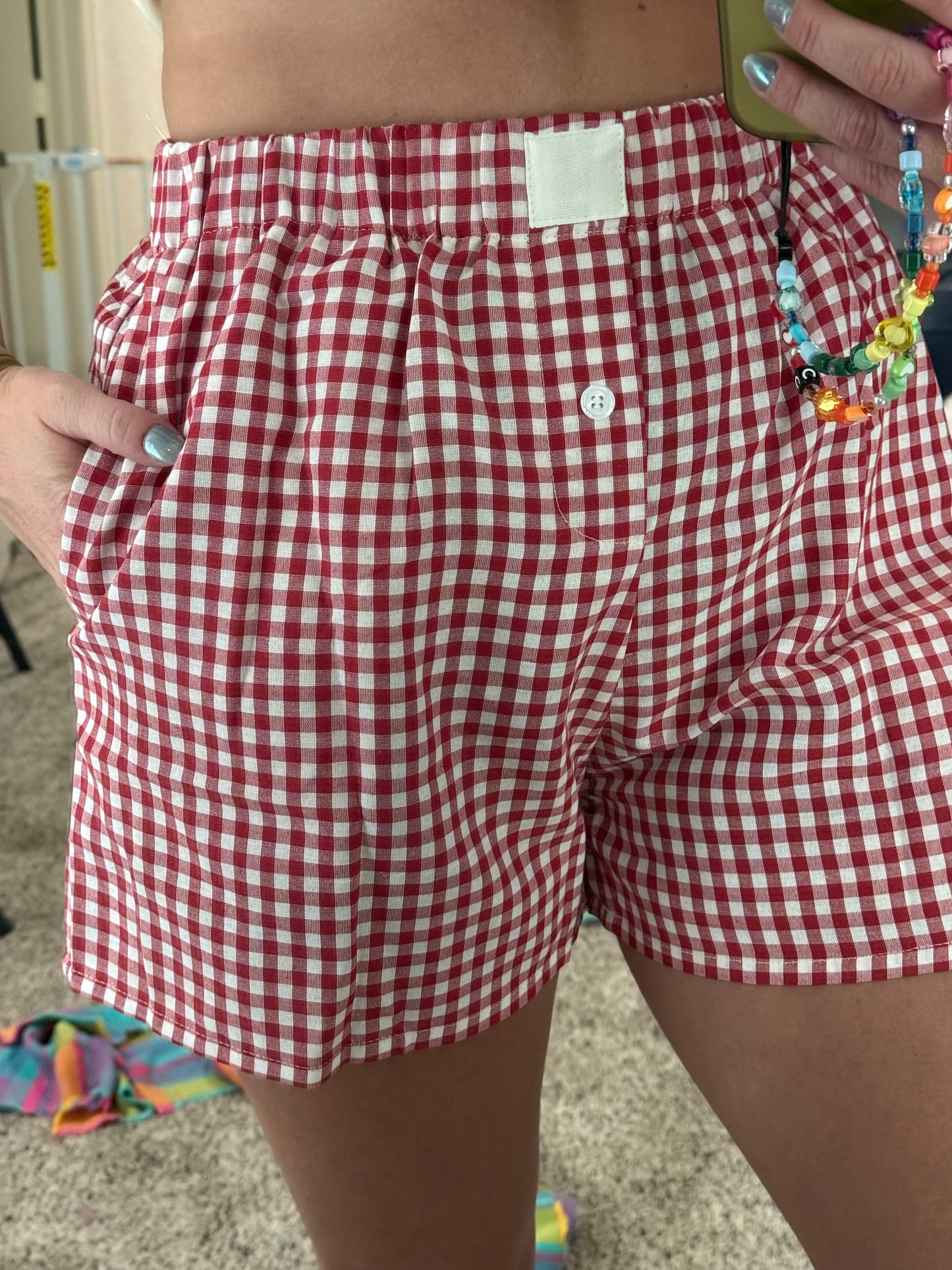 Gingham High Waist Shorts