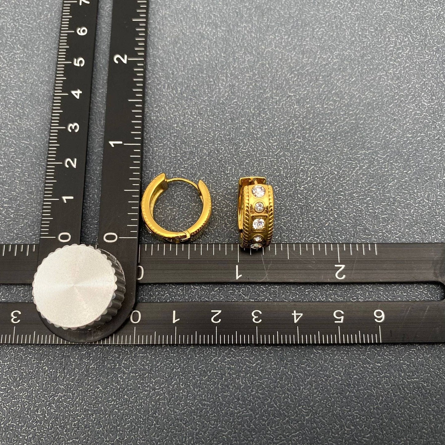 Inlaid CZ 18K Gold Plated Stainless Steel Huggie Earrings - FGS