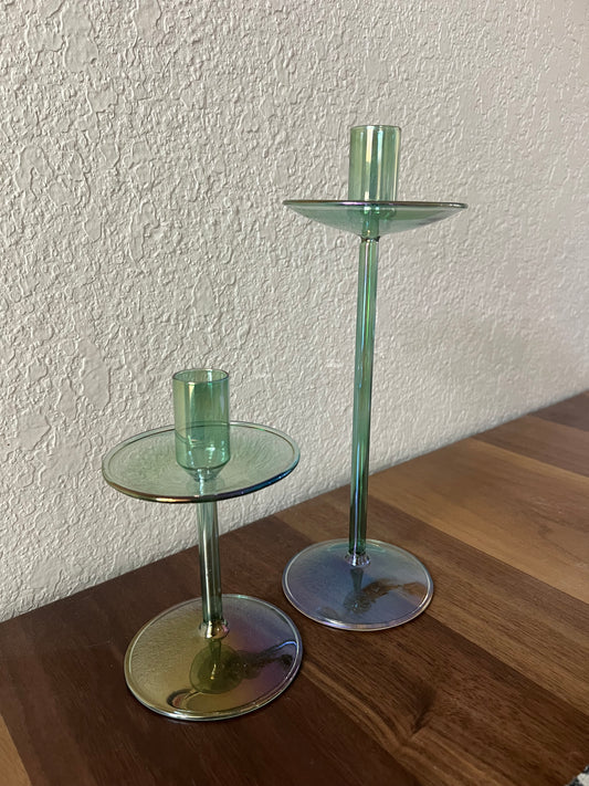 “The Jungle” Iridescent Tapered Candle Holder Set