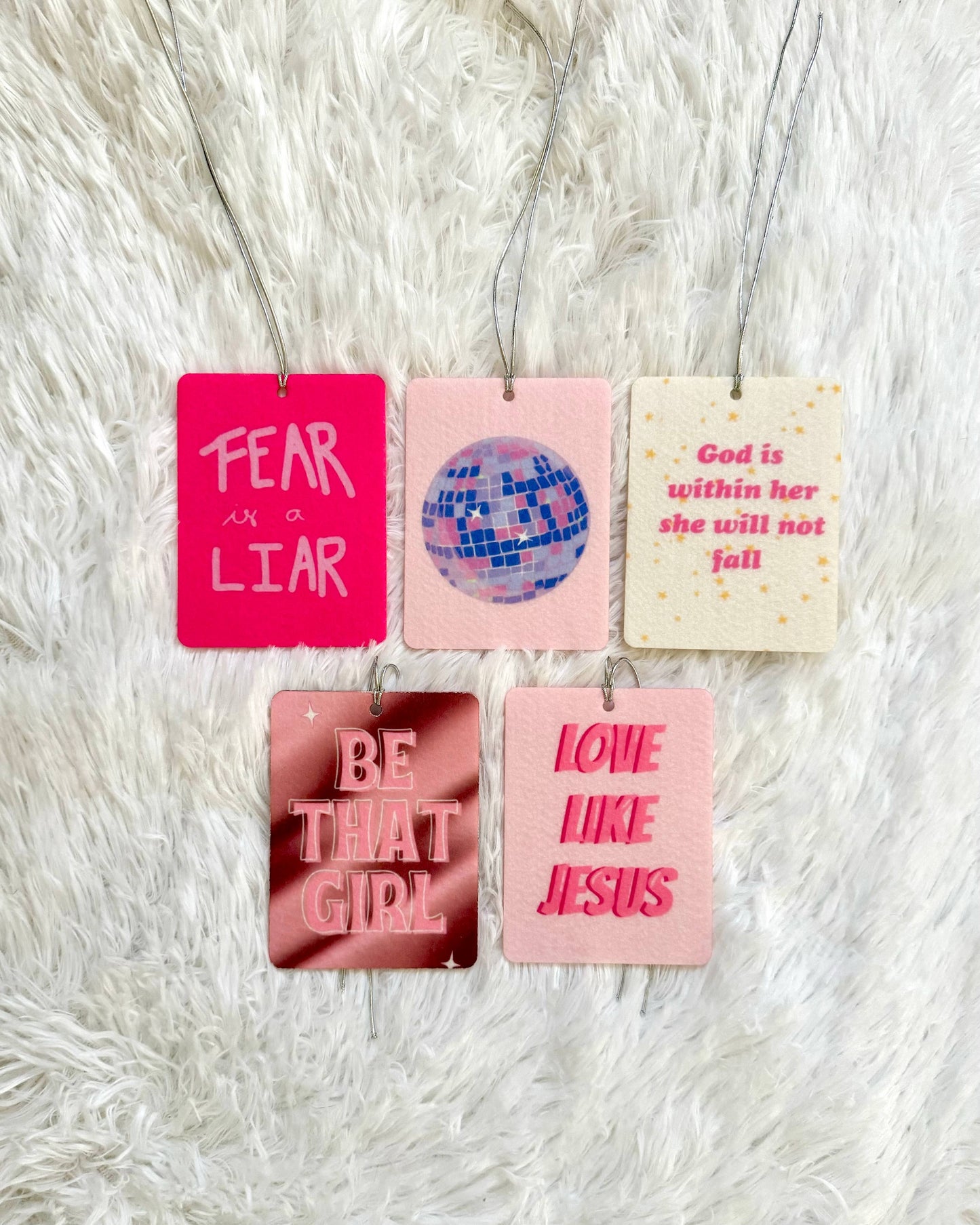 Christian, Disco, Preppy, Pink Car Air Fresheners