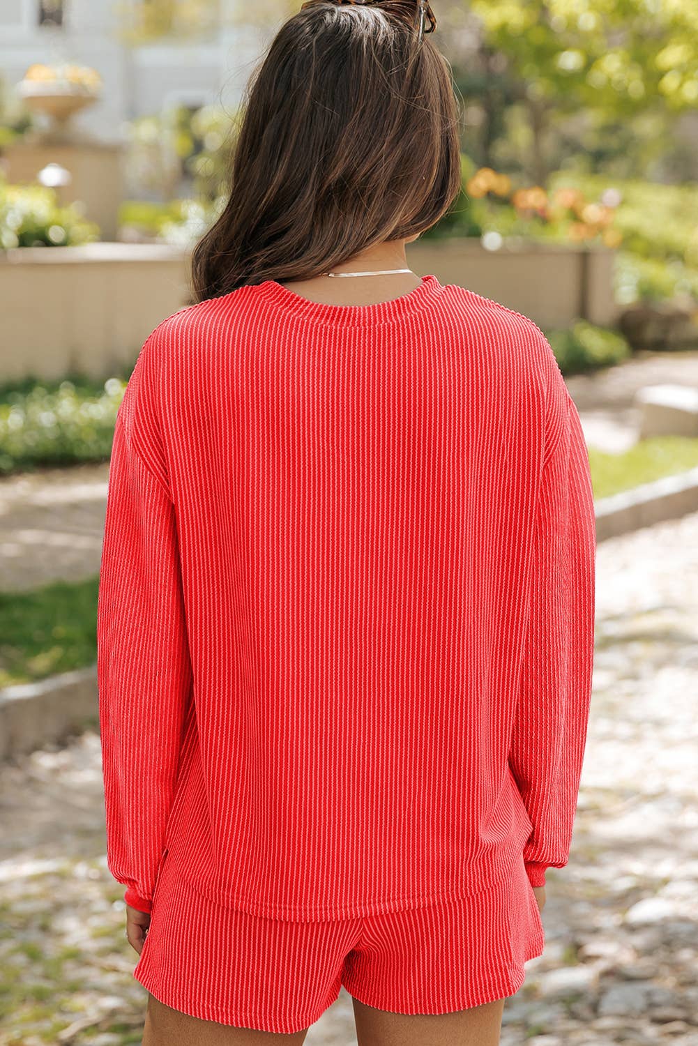 Cupid Corded Knit Long Sleeve Top and Shorts Set