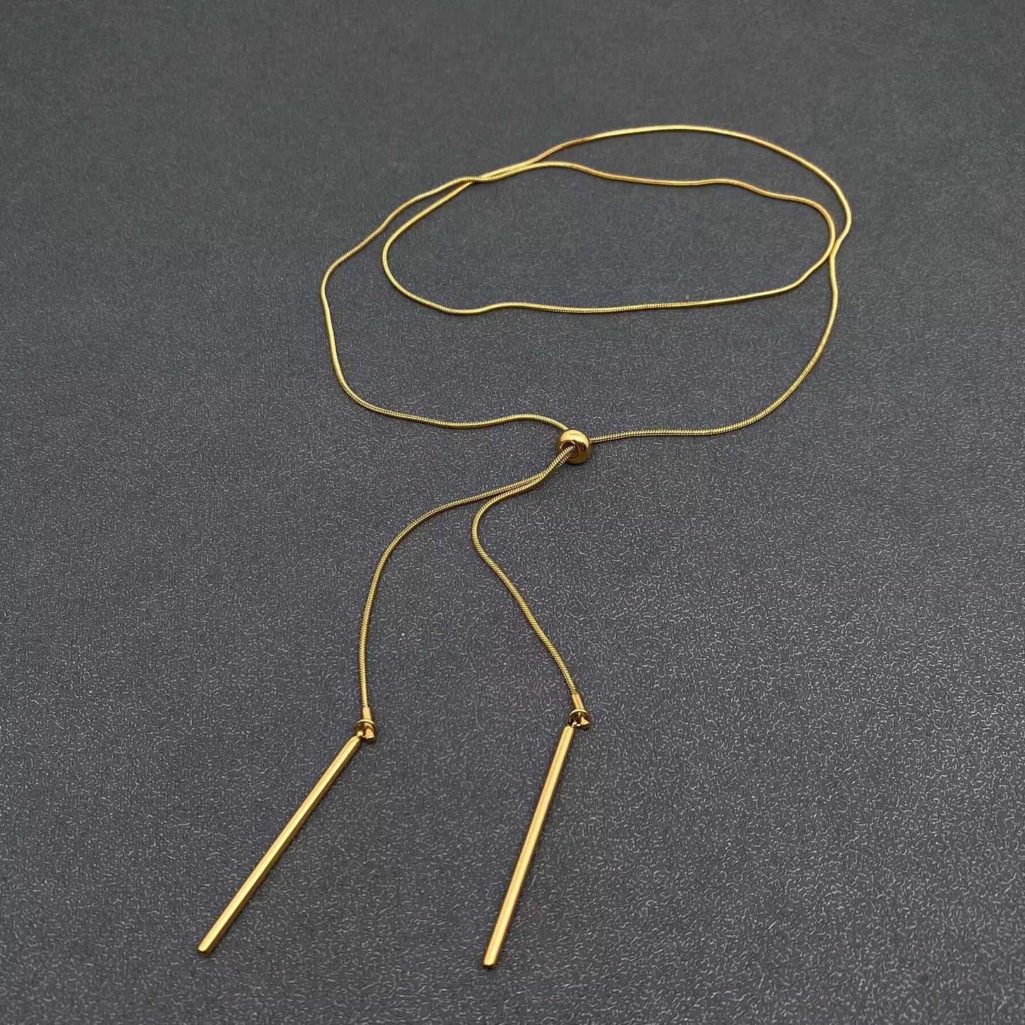 Minimalist 18K Golden Stainless Steel Lariat Necklace - FGS