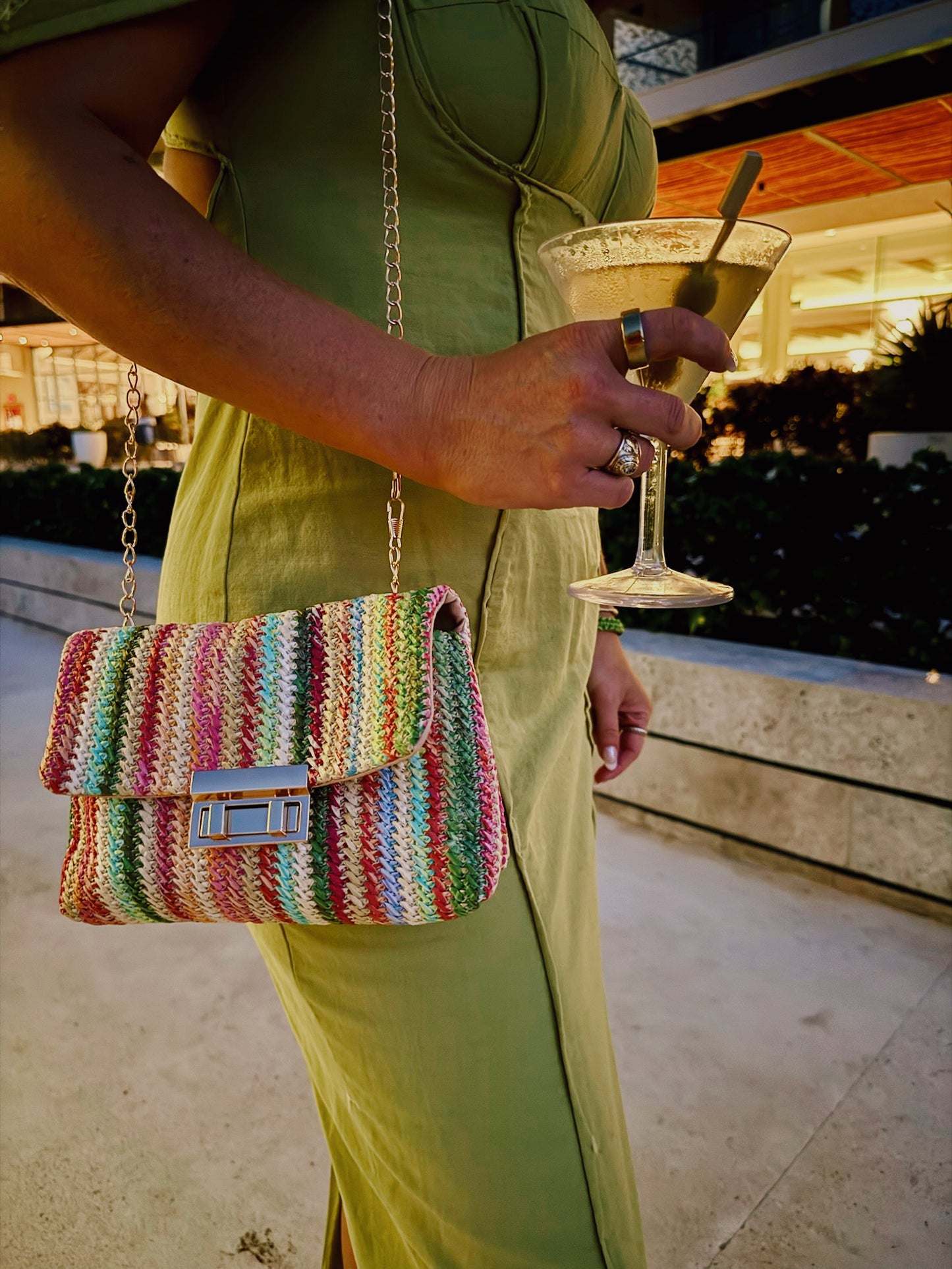 Bohemian Woven Gold Chain Shoulder Bag
