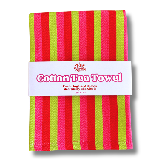 Cotton Tea Towel - Holiday Stripes