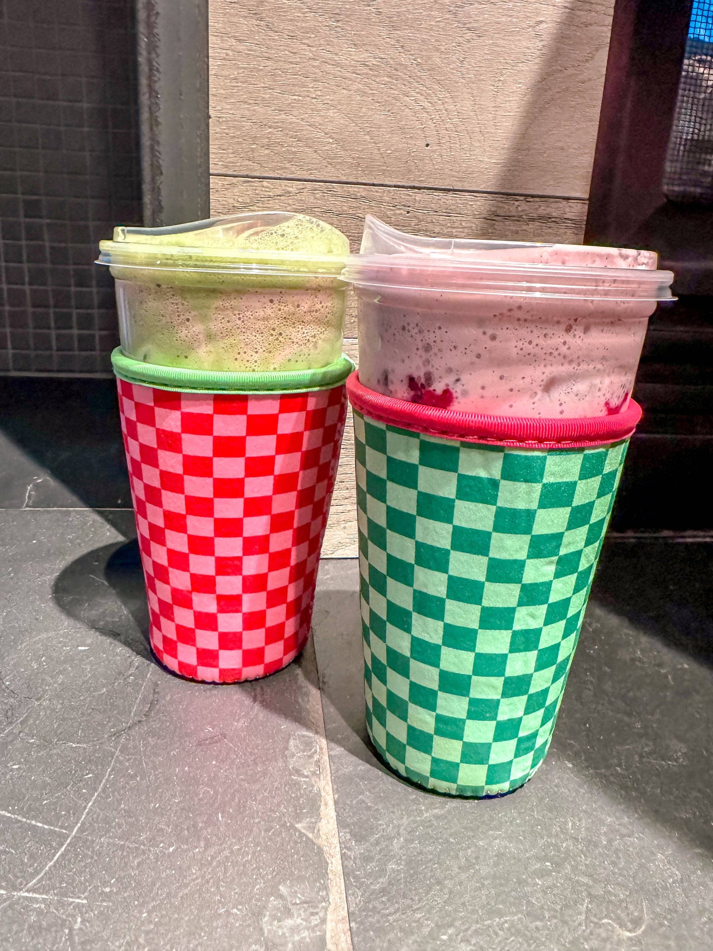 Pink Checked Drink Sleeve