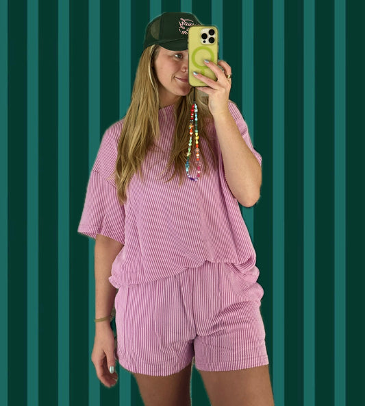Textured Tee and Shorts Two-piece Set | S-XL