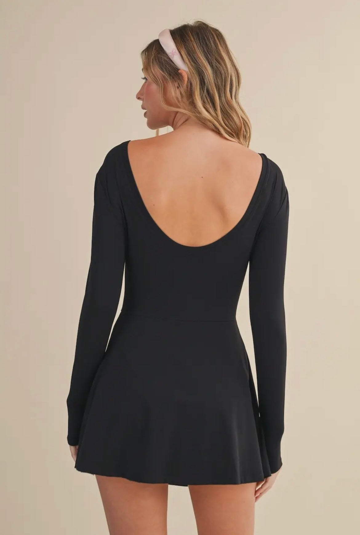 Long Sleeve Wrap Tie Front Dress