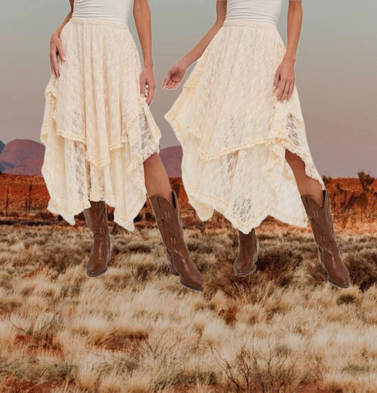 LACE TIER MIDI SKIRT