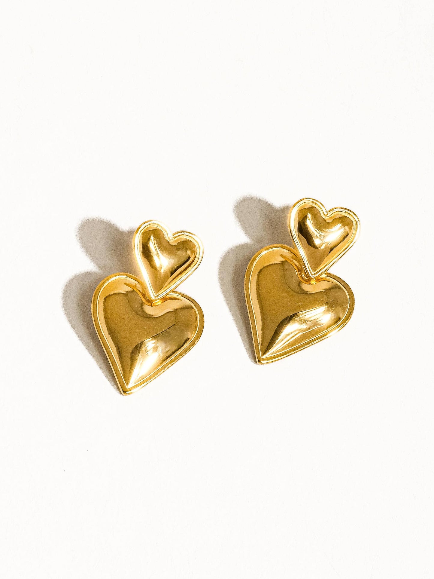 Tove 18K Non-Tarnish Layered Heart Earring