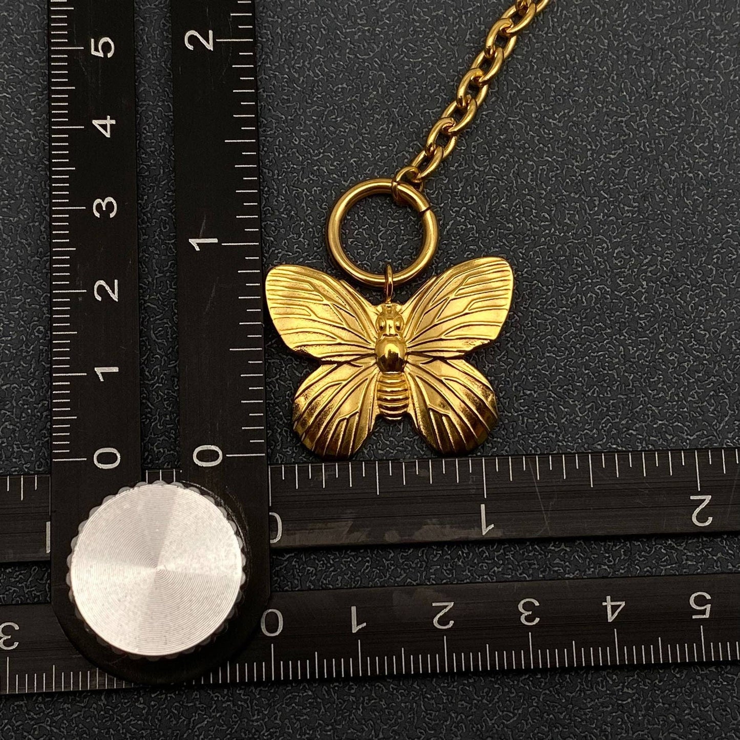 Butterfly Charm 18K Gold Plated Steel Buckle Necklace