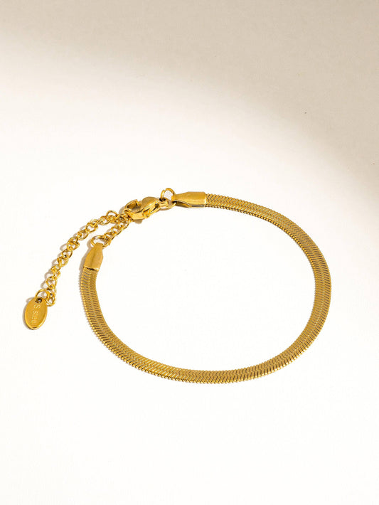 18K Gold Non-Tarnish Flat Snake Bracelet