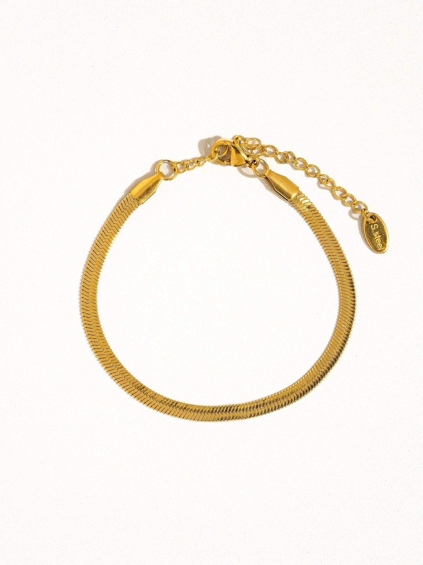 18K Gold Non-Tarnish Flat Snake Bracelet