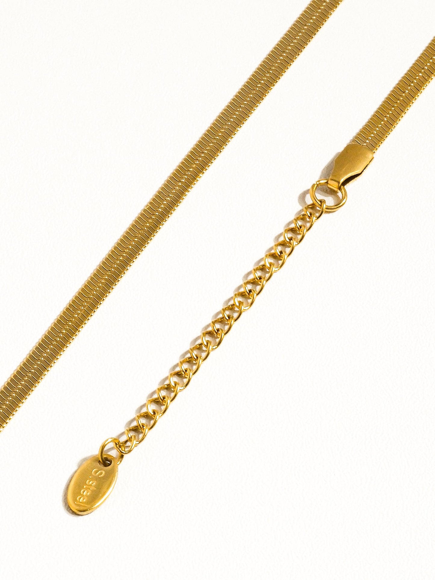 18K Gold Non-Tarnish Flat Snake Bracelet
